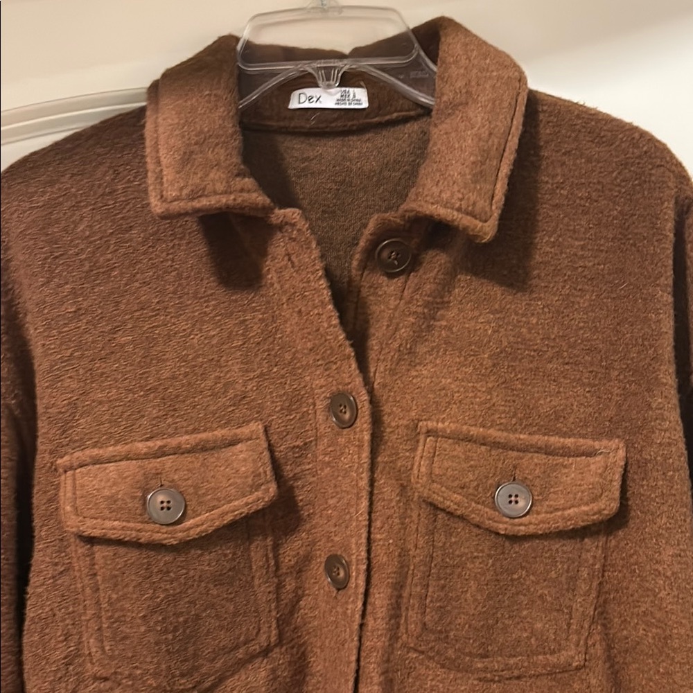 Dex Women's Shacket. Toffee/rust color.